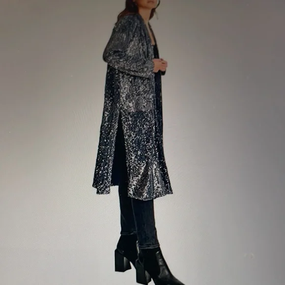 NEW BB DAKOTA STEVE MADDEN HAT TRICK SEQUIN DUSTER - Picture 2 of 9